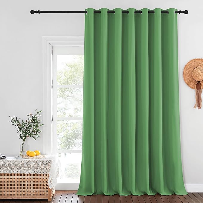 NICETOWN Blackout Patio Curtains 100 x 144 Inches Long for Sliding Door Extral Wide Blackout Curtain Panels Thermal Insulated Room Divider - Grommet Top, 100" W x 144" L, 1 Panel, Froest Green