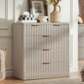 LEYAOYAO Fluted 5 Drawers Dresser for Bedroom, 34" Tall Modern Chest of Drawers with Metal Handle, Curved Profile Design,Lightgrey Wood Drawer Organizer for Bedroom, Living Room, Hallway, Entryway