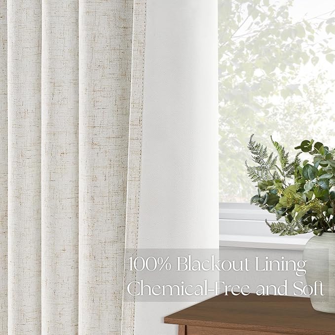 Topfinel Extral Wide Custom Sliding Door Curtains, Pinch Pleated 100% Blackout Linen Luxury Curtains with Hooks for Patio Large Window Living Room Track, 72" Wx84 L 1 Panel