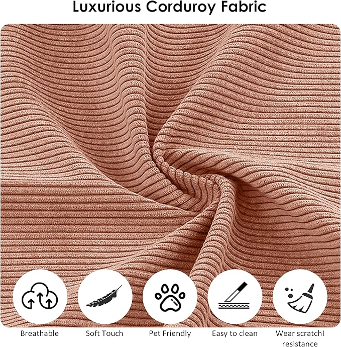 80" Convertible Sofa Bed, 3-in-1 Corduroy Folding Pull Out Couch with Pillows, No Assembly Modern Boneless Couch Compression Sofa in Box, Floor Sofa with Side Storage Pocket for Living Room,Pink