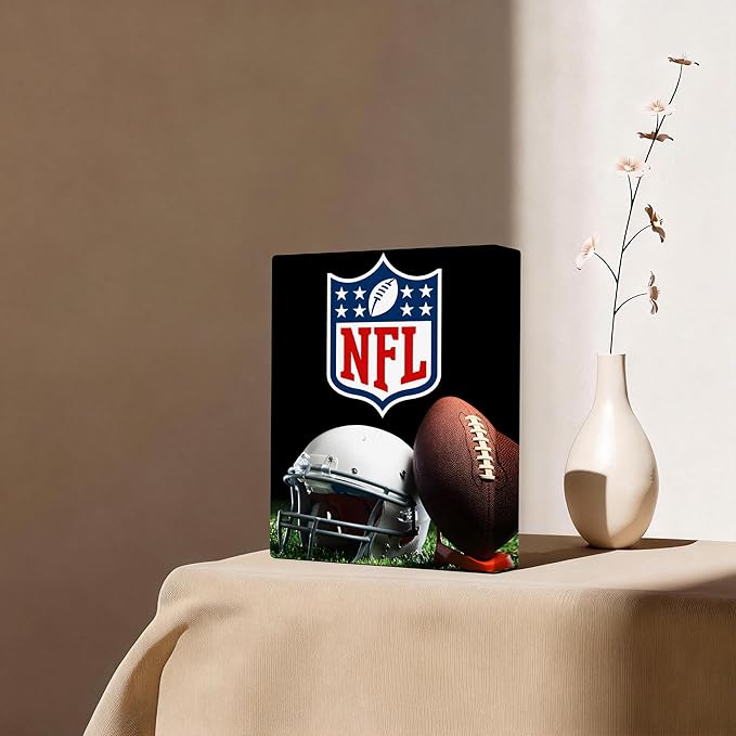 B.B.F MAKE American Football Canvas Wall Art Super Champions Bowl Poster Rugby Oil Painting Canvas Wall Decor Sports Picture Boys Gift Modern Bedroom Living Room Dorm Home Decoration, Framed 24x30inch