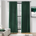 DONREN Patio Blackout Curtain Panels - Home Decoration Thermal Insulated Rod Pocket Blackout Drapes - 2 Panels Hunter Green Backdrop 5FT x 8FT Curtains for Parties