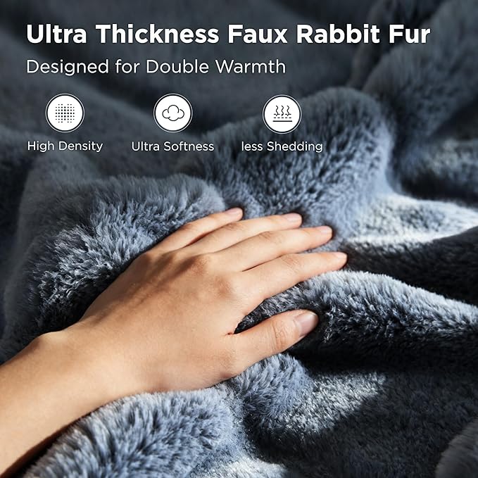 Sophia & William Throw Blanket for Couch Sofa(60x80 Inches) - Faux Fur Throw Soft Cozy, Gifts for Women, Blue