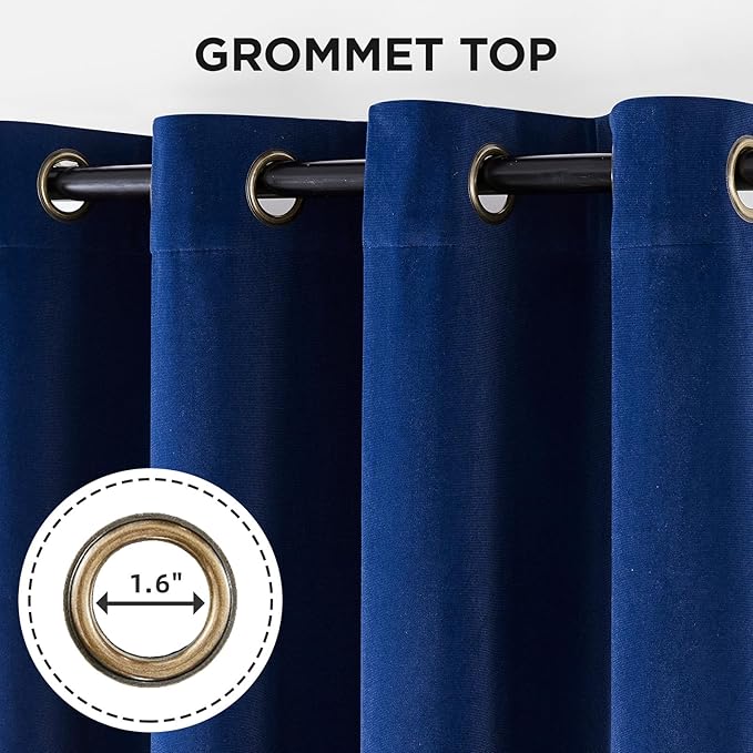 Joydeco Royal Blue 100% Blackout Curtains 84 Inch 2 Panels, Luxury Thermal Royal Blue Velvet Curtains for Bedroom Living Room, Soundproof Blackout Window Drapes, Grommet Top (52W x 84L)