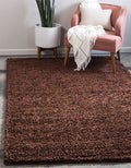 Unique Loom Solid Shag Collection Area Rug (8' x 11' Rectangle, Chocolate Brown)