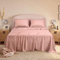 Queen Sheets, Rayon Derived from Bamboo, Cooling Bed Sheets Set,Deep Pocket Up to 16", 4 Pieces Silky Soft, Breathable Bedding Sheets & Pillowcases(Pink,Queen)
