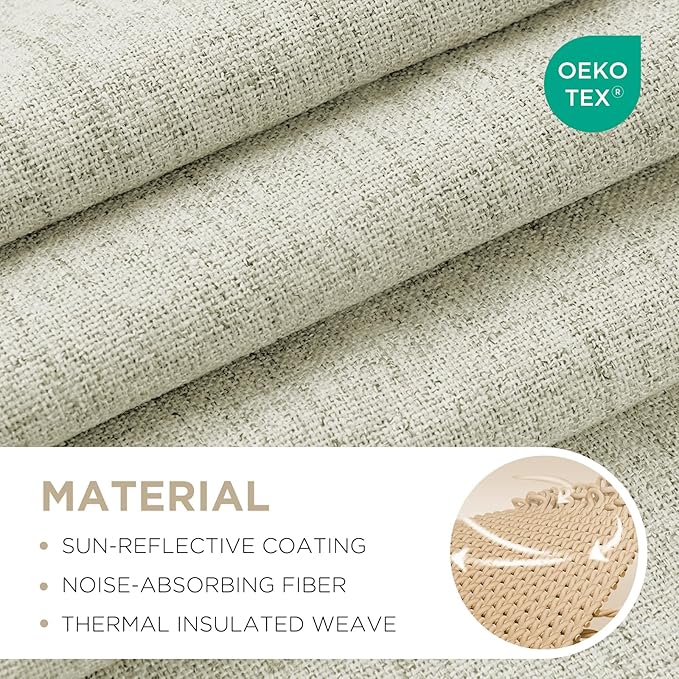 Joydeco Blackout Curtains for Bedroom - 100% Light Blocking 2 Panels Light Beige Drapes 66"W x 90"L, Thermal Insulated Room Darkening Curtains, Linen Textured for Living Room, Rod Pocket & Back Tabs