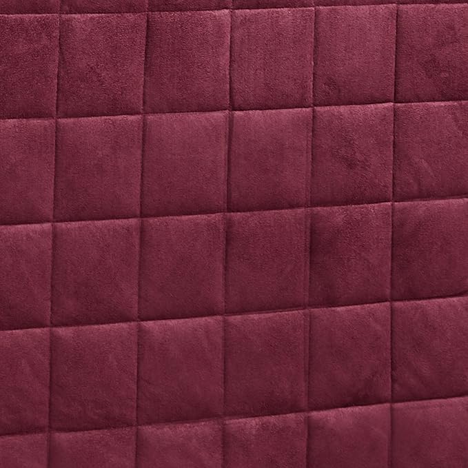 Camden Luxury Bedding | Neutral Claret Color | Fitted Hollywood Daybed Bedding | Faux Suede Box Quilted Design | 5 Piece Set Includes Hollywood Cover, 2 Bolster Shams, and 2 Bolster Pillows