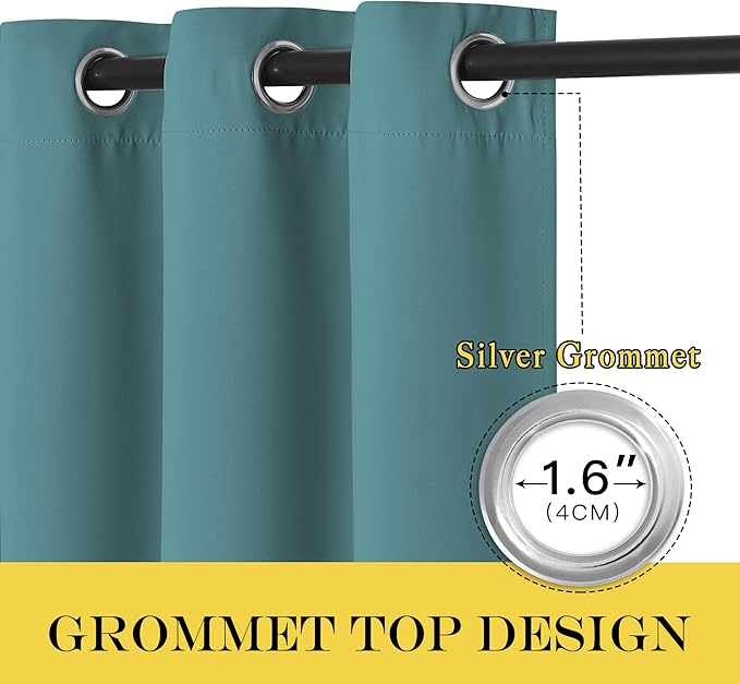 NICETOWN Patio Blackout Curtain Panels - Extra Wide Sliding Door Thermal Insulated Drape, Privacy Room Divider Curtain for Bedroom Office (Sea Teal, 66 x 118 Inch Long)