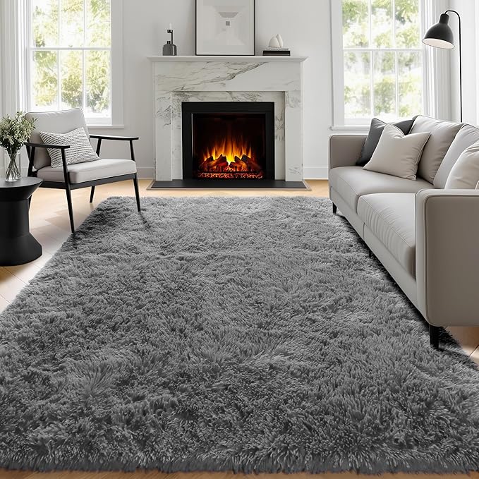 PAGISOFE 8x10 Living Room Rug Grey, Soft Large Rugs for Bedroom, Thick Shaggy Big Carpet, Plush Fur Kids Rugs for Playroom, Fuzzy Modern Area Rug for Classroom, Home Decor, Shag Indoor Fluffy Rug