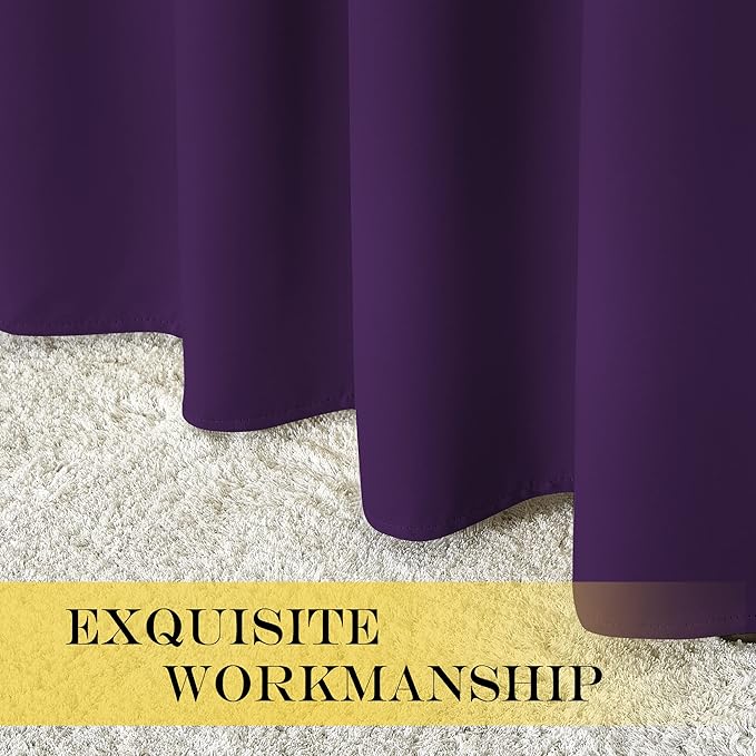 NICETOWN Blackout Sliding Glass Door Curtains, Room Darkening Thermal Insulated Curtains for Living Room Bedroom, Extra Wide Window Drapes, 1 Panel, W80 x L118, Royal Purple