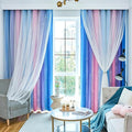 Star Blackout Curtains for Bedroom - Rainbow, 96 Inches Long, 2 Panels - Blue, Purple & Pink