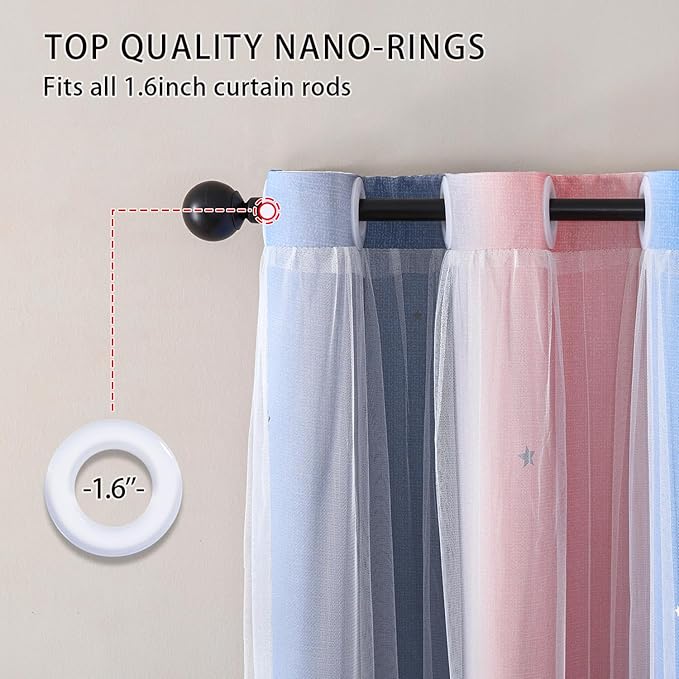 XiDi Dream Star Blackout Curtains for Kids Rooms Girl Princess Curtain for Daughter Bedroom Window (Pink Grey Blue, W34 X L84)