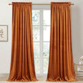 StangH Pumpkin Orange Curtains Velvet 96 inches for Living Room, Elegant Retro Home Decoration Thermal Insulated Light Blocking Sliding Door Curtains for Dining Room, W52 x L96, 2 Panels