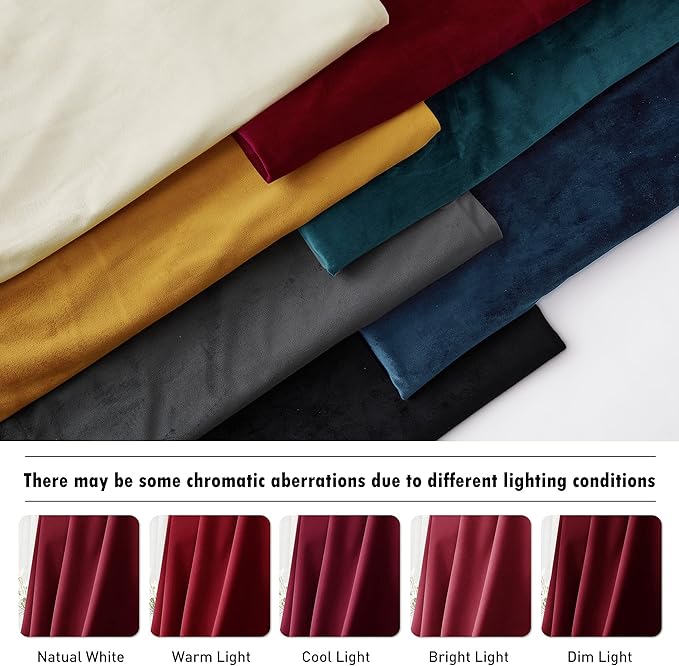 RYB HOME Red Velvet Curtains 84 inches for Bedroom - Light & Heat Block Back Tabs Window Treatment Energy Efficient Privacy Protection Drapes for Farmhouse, Living Room, Ruby Red, W52 x L84, 2 Panels