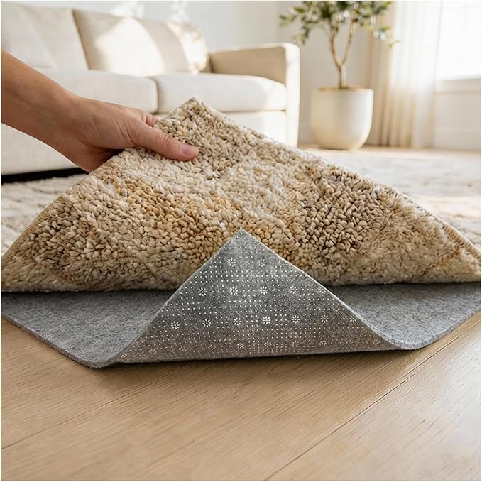 Felt Rug Pad with Gripper Dots, 2x6 Ft Non-Slip Rug Underpad with PVC Backing, 1/6" Thick Cushioned Carpet Pad Gripper for Hardwood Floors, Vinyl & Tile, Under Rug Padding Floor Protection