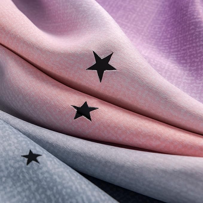 XiDi Curtains for Bedroom Decor, Rainbow GreyPinkPu-34-45