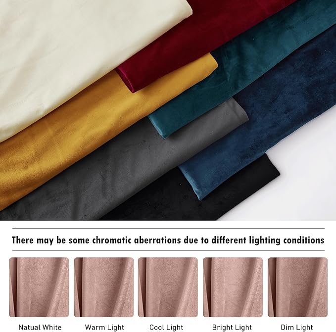 RYB HOME Back Tab Velvet Curtains, Thermal Insulated Privacy Protect Decorative Drapes for Living Room Home Theater, Dusty Pink, W 52 x L 108 inches, 2 Panels Set