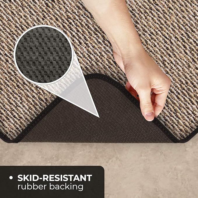 House, Home and More Skid-Resistant Carpet Indoor Area Rug Floor Mat - Black Ripple - 8 Ft X 12 Ft - Non Slip Rubber Backing, Stain Resistant, Dog Friendly, Living Room Bedroom Kitchen Entryway