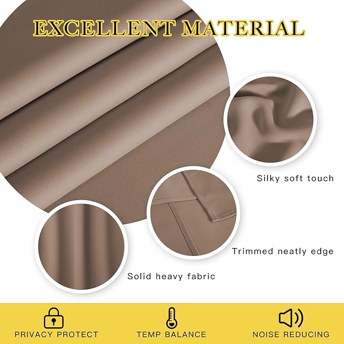 NICETOWN Blackout Drapery Curtain Panel 90 inches Long - Window Treatment Thermal Insulated Grommet Blackout Curtain/Drape for Bedroom Living Room (Cappuccino, 1 Panel, 46 by 90 inches)
