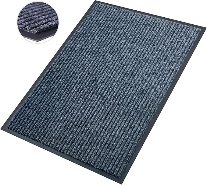 Front Door Mat,2'x4'Indoor Outdoor Door Mat,Heavy Duty Durable Welcome,Commercial Floor Mats Inside Outside Entrance, Waterproof All-Season, All-Weather Non Slip Backing Doormat for Entryway,Dark Gray