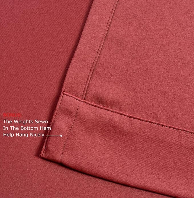 MIUCO Room Darkening Grommet Blackout Window Curtains Panels for Bedroom Set of 2 52x84 Inch Burgundy, Bonus 2 Tie Backs Included