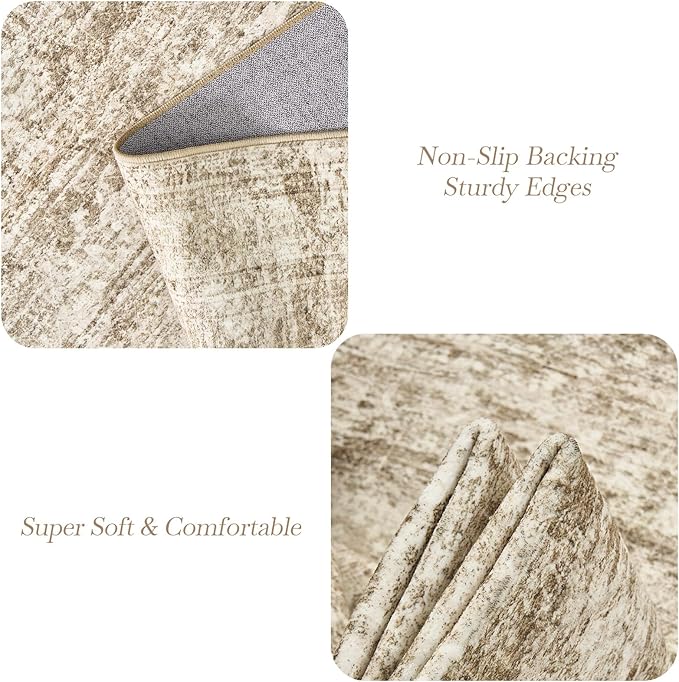 6x9 Area Rug for Living Room Washable 6x9 Rug Non-Slip Modern Rugs for Bedroom Dining Room Ultra-Thin Indoor Brown Rug