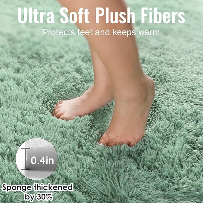 PAGISOFE Machine Washable Sage Green Runner Rugs for Bedroom Living Room Plush Fluffy Rug 2x6 Ft, Soft Carpet for Hallway, Non-Slip Indoor Floor Rugs for Nursery Kids Girls Room Home Decorative, Green