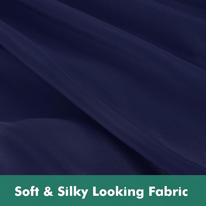 Biscaynebay Wrap Around Bed Skirts with Split Corners for Full Beds 14" Drop, Navy Elastic Dust Ruffles Adjustable Easy Fit Wrinkle & Fade Resistant Silky Luxurious Fabric Machine Washable
