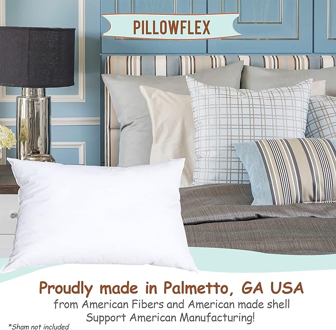 Pillowflex Synthetic Down Pillow Insert - 14x30 Down Alternative Pillow, Ultra Soft, Large Rectangle Body Sleeping Pillow, Lumbar, Long, Back - 1 Decorative Pillow Form