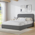 BarnFurin Full Size Bed Frame, Upholstered Platform Bed with Headboard, Boucle Soft and Cloud Bed Frame, Modern Style, No Box Spring Required, Easy Assembly, Dark Grey