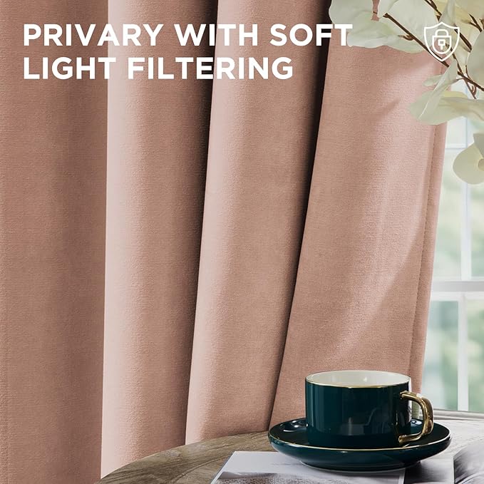 Joydeco Candy Pink Velvet Curtains 72 Inches 2 Panels, Luxury Thermal Insulated Soft Pink Curtains for Bedroom & Living Room, Room Darkening Velvet Drapes, Rod Pocket (52W x 72L)
