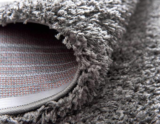 Unique Loom Solid Shag Collection Area Rug (7' 1" x 10' Rectangle, Graphite Gray)
