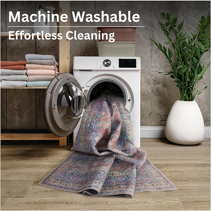 Bloom Rugs Washable Non-Slip 3' x 5' Rug - Multicolor Traditional Medallion Area Rug for Living Room, Bedroom, Dining Room, and Kitchen - Exact Size: 3' x 5'