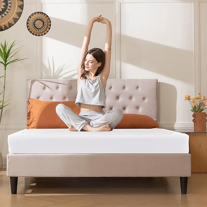 Biscaynebay Decorative Box Spring Cover Full & Full XL Size, White Luxurious Jersey Knitting Stretchy Wrap Around 4 Sides Bed Skirt for Home/Hotels, Easy Fit Wrinkle & Fade Free Machine Washable