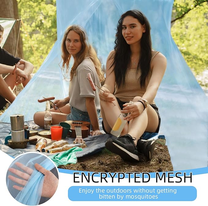 4 Corners Mosquito Net for Mosquiteros para Camas Bed Canopies Netting Bed Drapes Rectangular Mosquito Mesh for Camping Home Outdoor Travel (Blue,L75 X W47 X H59 Inch,1 Opening)