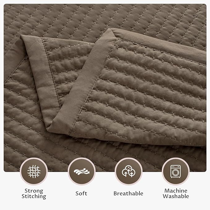 KASENTEX Twin Quilt Set 68"x86" – Soft Washed 3-Layer Lightweight Bedspread, Minimalist Nordic Design, All-Season Spring & Summer Quilt Set (1 Quilt + 2 Pillow Shams), Cub