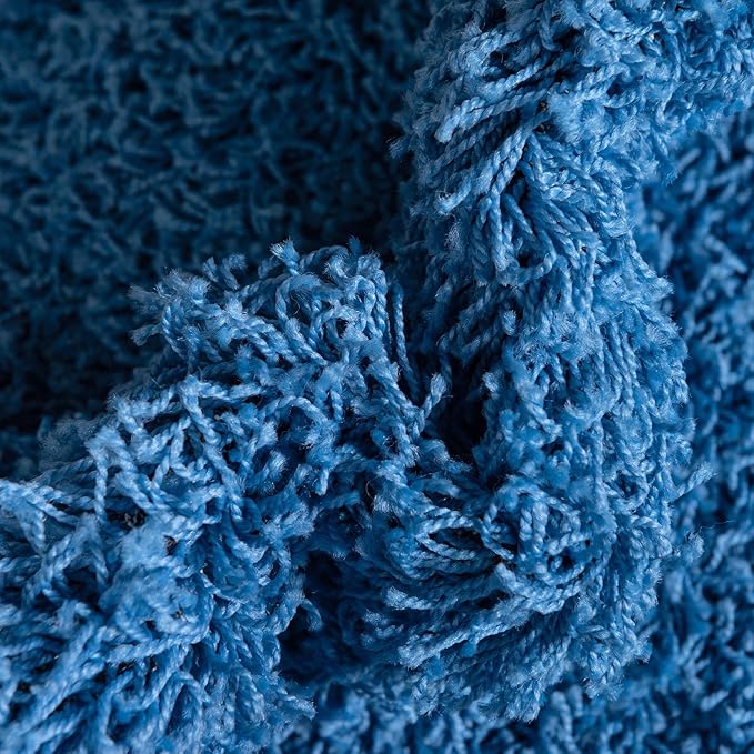Unique Loom Solid Shag Collection Area Rug (7' 1" Round, Periwinkle Blue)