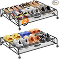 Under Bed Shoe Storage Organizer, 2 Pack Under Bed Storage Containers with Wheels for Under Bed Shoe Organizer Drawer Space Saving for bedroom