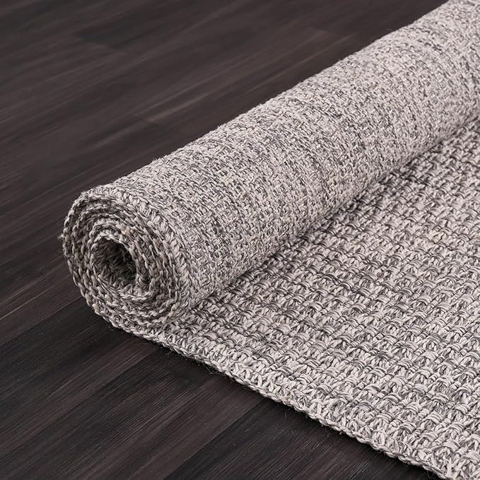 Easy Jute Rug 4x6 Indoor Outdoor Natural Rugs Solid Fiber Rug Woven Area Rug Boho Easy Clean Inside Carpet for Living Room Bedroom Dining Room Hallway or Outdoor Patio Porch (4 X 6 Silver)
