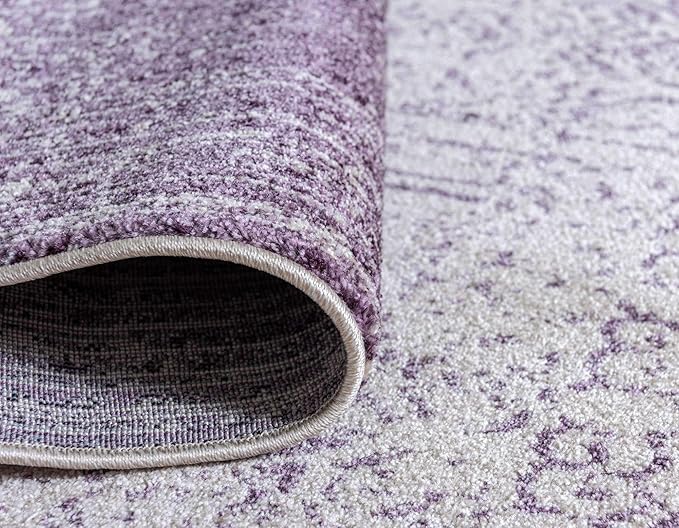 Unique Loom Del Mar Collection Area Rug - Jennifer (5' 3" x 8' Rectangle, Purple/ Ivory)