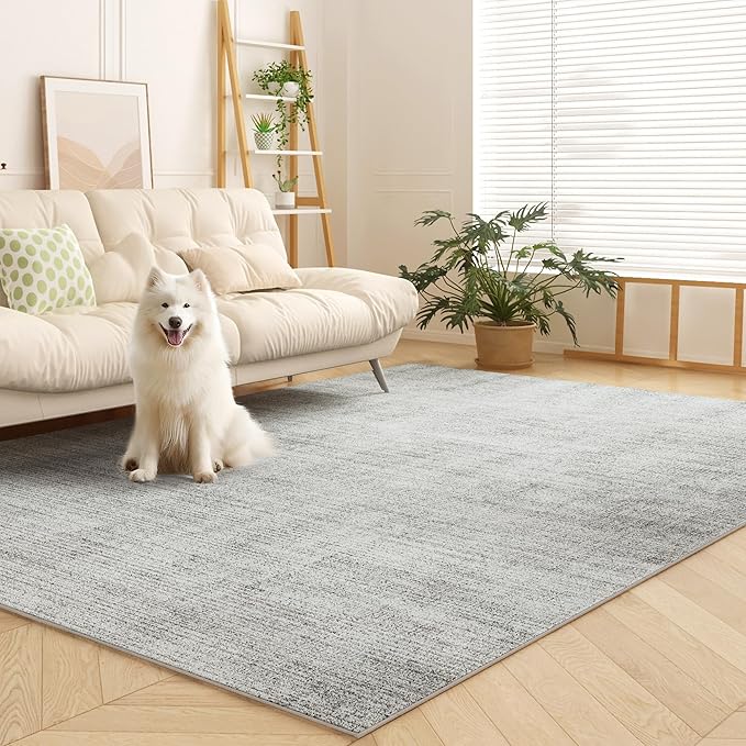 8 x 10 Area Rugs for Living Room, Machine Washable Modern Soft Rugs Gray Carpet for Bedroom Floor Non-Slip Kitchen Rug Indoor Corridor Home Office | Light Grey