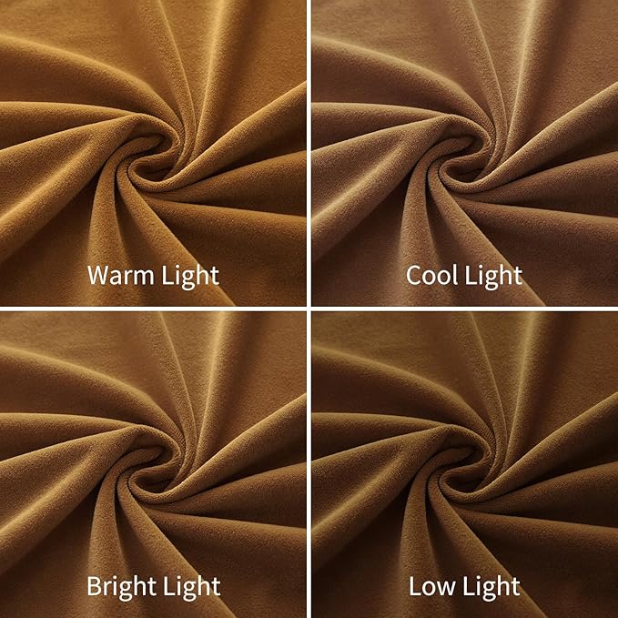 Joydeco Brown Velvet Curtains 102 inch Length 2 Panels, Luxury Blackout Rod Pocket Thermal Insulated Window Curtains, Super Soft Room Darkening Drapes for Living Dining Room Bedroom,W52 x L102 inches
