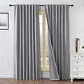 100% Blackout Curtains for Living Room, 90 Inch Curtains 2 Panel Set Light Blocking, Back Tab & Rod Pocket Thermal Insulated Drapes Bedroom Windows Home Decor(52W × 90L inch, Light Grey)