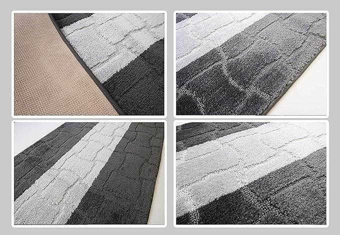 Custom Length Hallway Runner Rug,Slip Resistant,Puzzle Anthracite, 26 Inch X 8 feet, Sold and Priced Per Foot