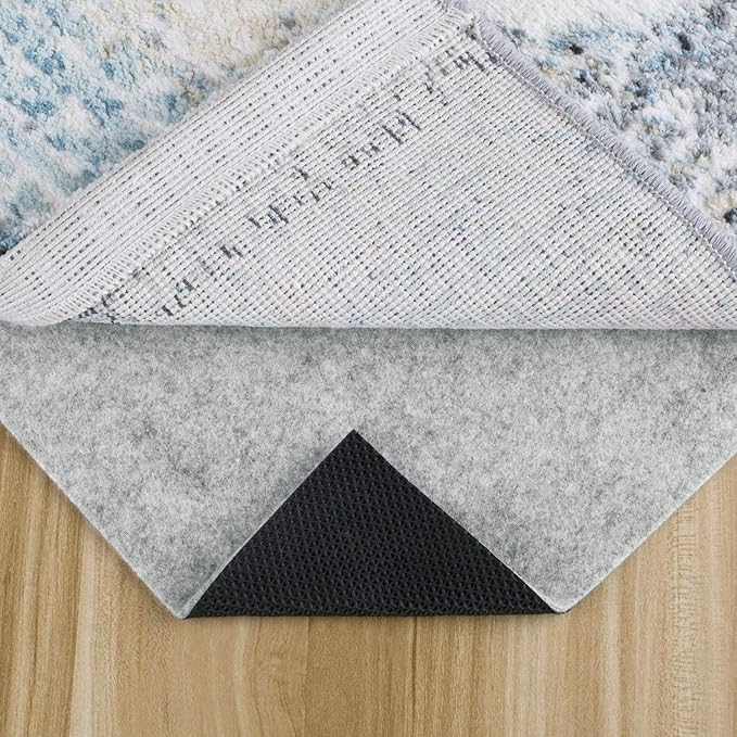 Non Slip Rug Pad 5x8 Feet, 4/25" Thick Felt Cushioned Rubber Rug Gripper Pad for Hardwood, Laminate, Stone, Tile, Wood, Vinyl Floors & Carpet, Anti Skid Under Area Rug Pads