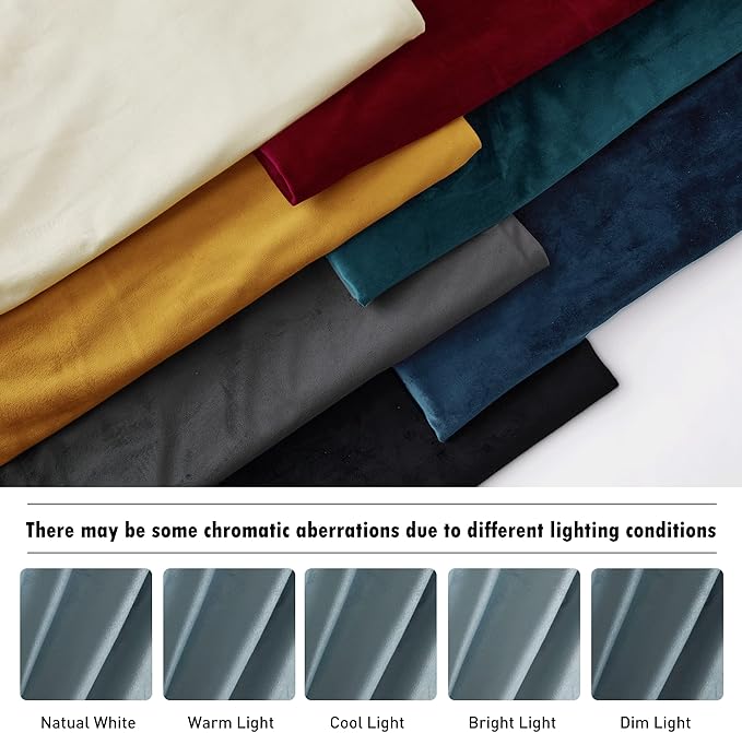 RYB HOME Velvet Curtains 63 inches Length, Back Tab & Rod Pocket Soft Fabric Curtains & Drapes for Bedroom Bathroom Cafe, Stone Blue, W 42 x L 63, 2 Panels Set