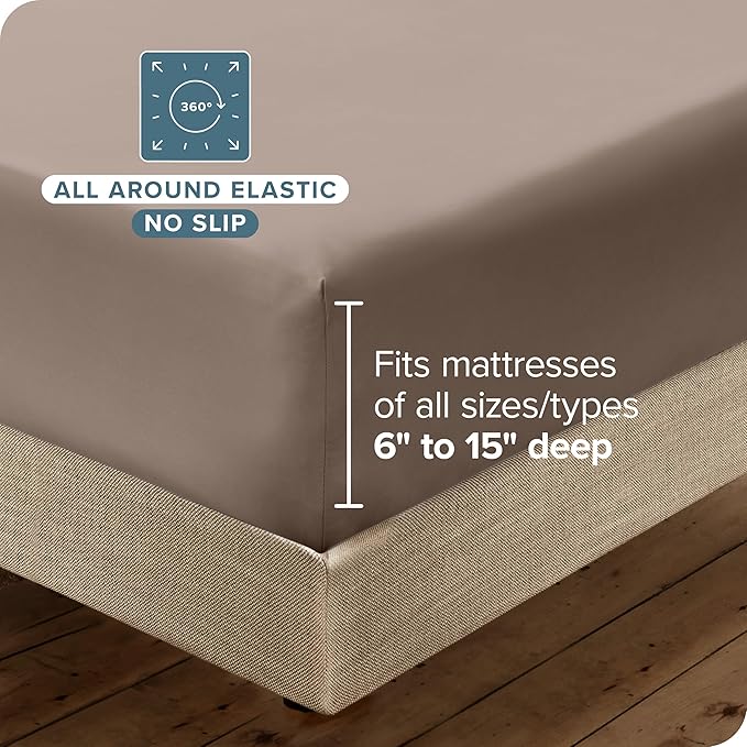 Bare Home Hotel Luxury Full XL Sheet Set, Extra Soft - 6 Piece Set - Deep Pockets - Easy Fit - Cooling & Breathable - Wrinkle, Fade, Stain Resistant - Includes 4 Pillowcases (Full XL, Taupe)
