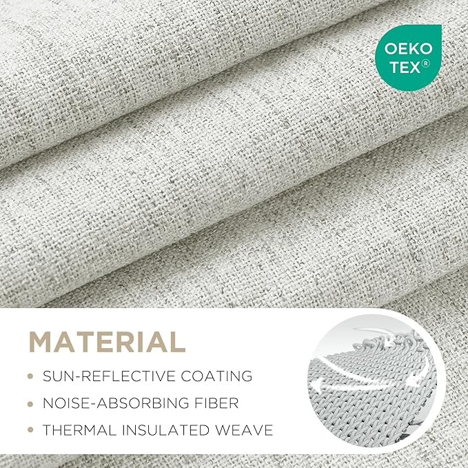 Joydeco Blackout Curtains for Bedroom - 84 Inch Long 100% Light Blocking 2 Panels Set White Drapes, Thermal Insulated Room Darkening Curtains, Linen Textured for Living Room, Rod Pocket & Back Tabs