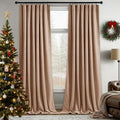 StangH Velvet Curtains for Sliding Door - 108 inches Long Velvet Drapes Light Blocking Curtains for Nursery/Dining Room, Blush Beige, 52 x 108 inches, 2 Panels